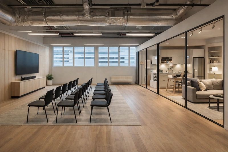 Дизайн интерьера в стиле Контемпорари — Гостиная от нейросети RoomGPT