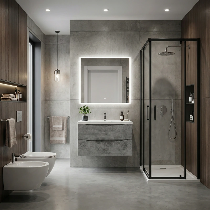 Дизайн интерьера в стиле Контемпорари — Ванная от нейросети RoomGPT