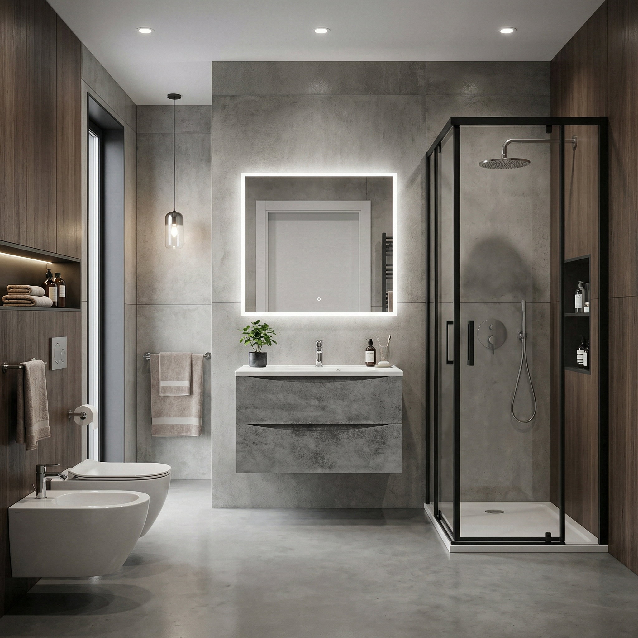 Дизайн ванной в стиле Контемпорари — фото интерьера от нейросети RoomGPT