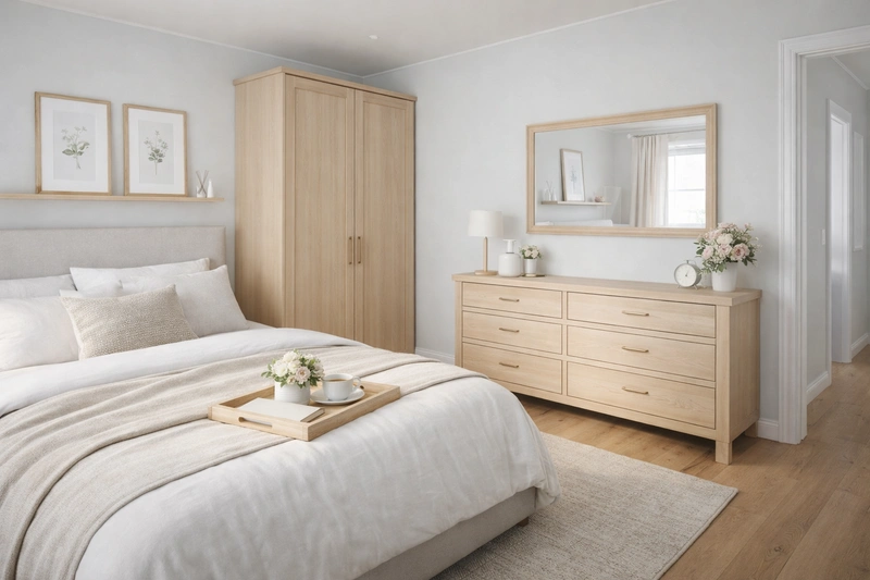 Дизайн спальни в стиле Сканди — фото интерьера от нейросети RoomGPT