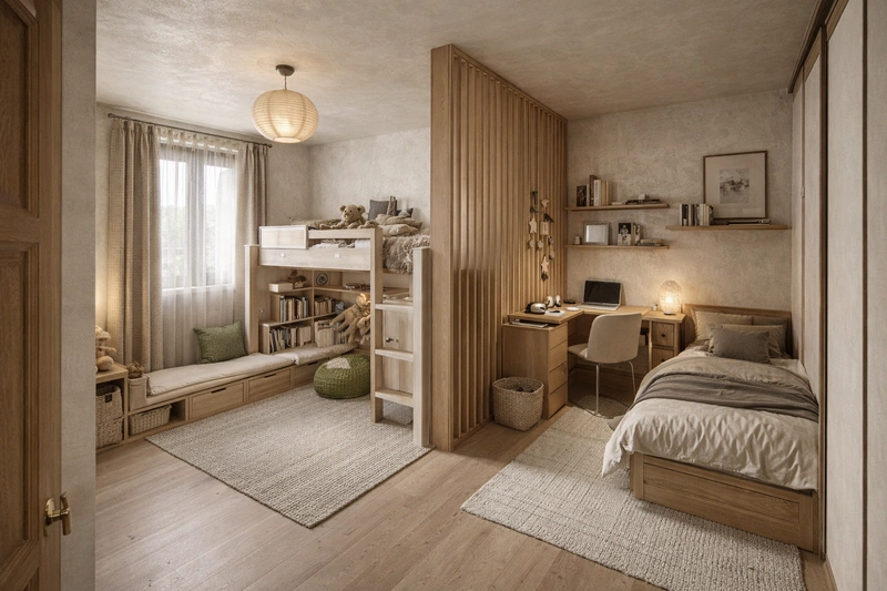 Дизайн детской в стиле Japandi — фото интерьера от нейросети RoomGPT