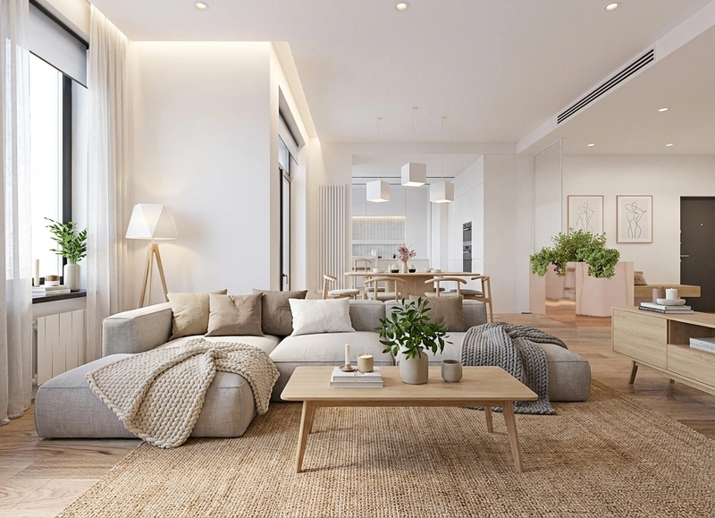 Дизайн интерьера в стиле Хюгге — Гостиная от нейросети RoomGPT