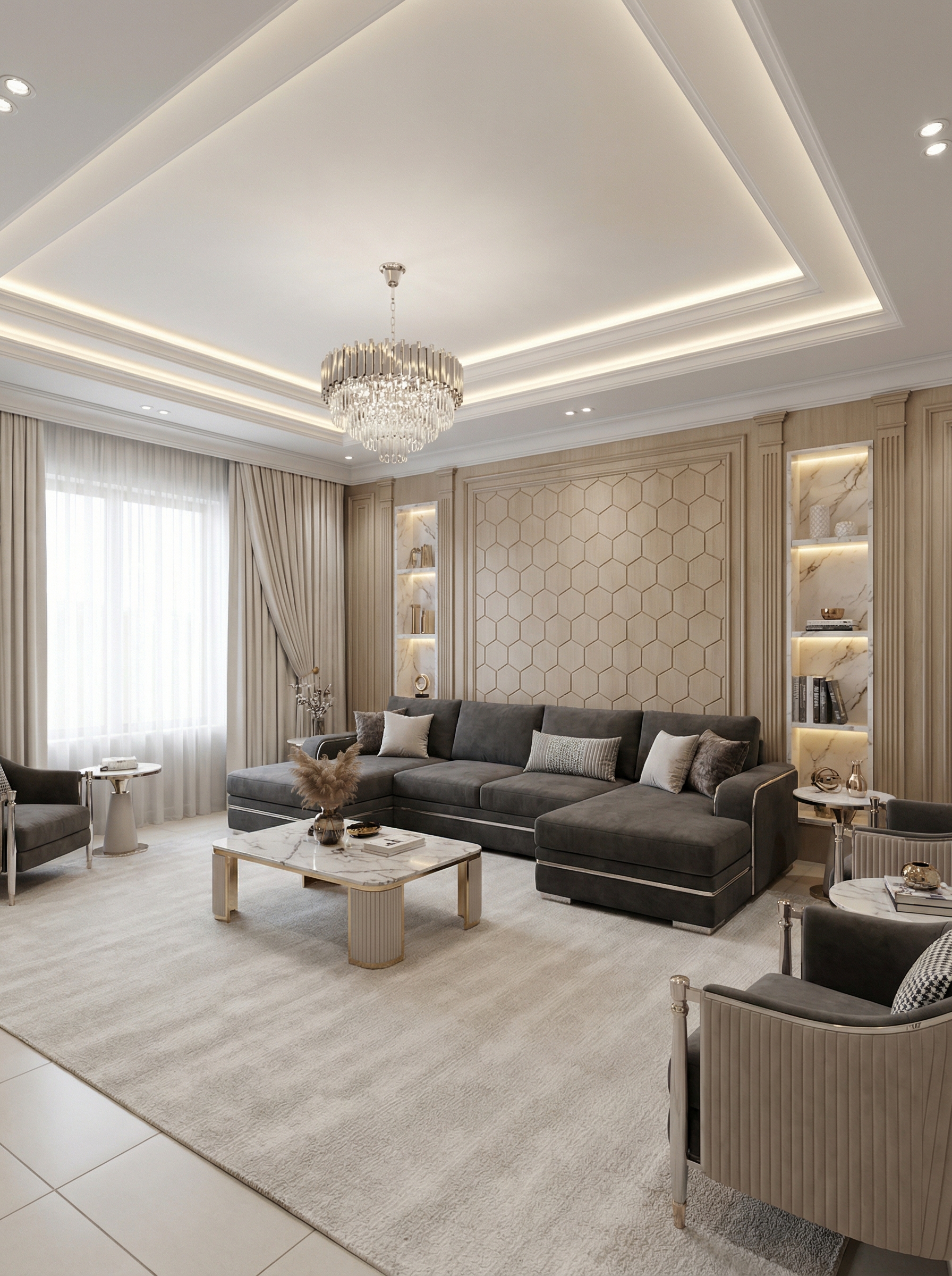 Дизайн гостиной в стиле Классика — фото интерьера от нейросети RoomGPT