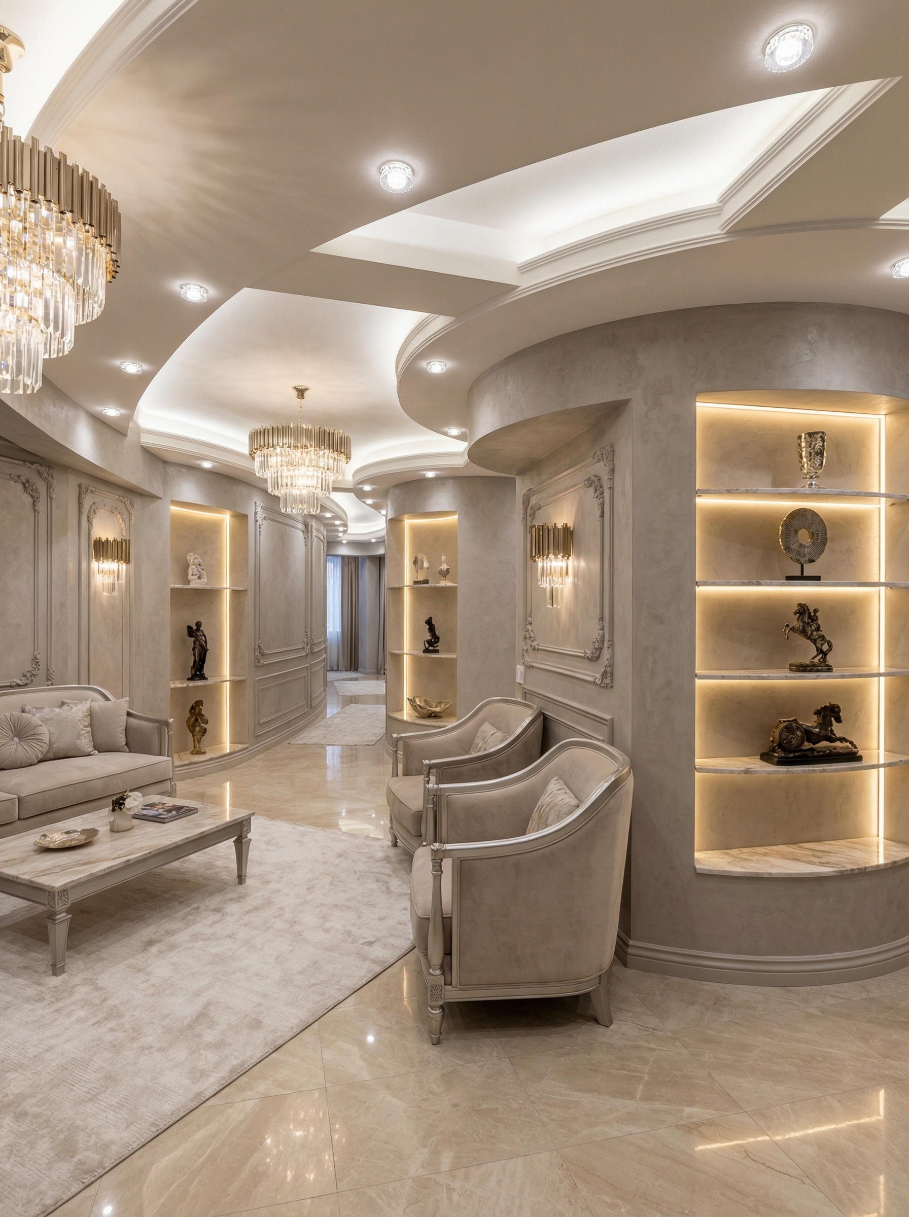 Дизайн гостиной в стиле Классика — фото интерьера от нейросети RoomGPT