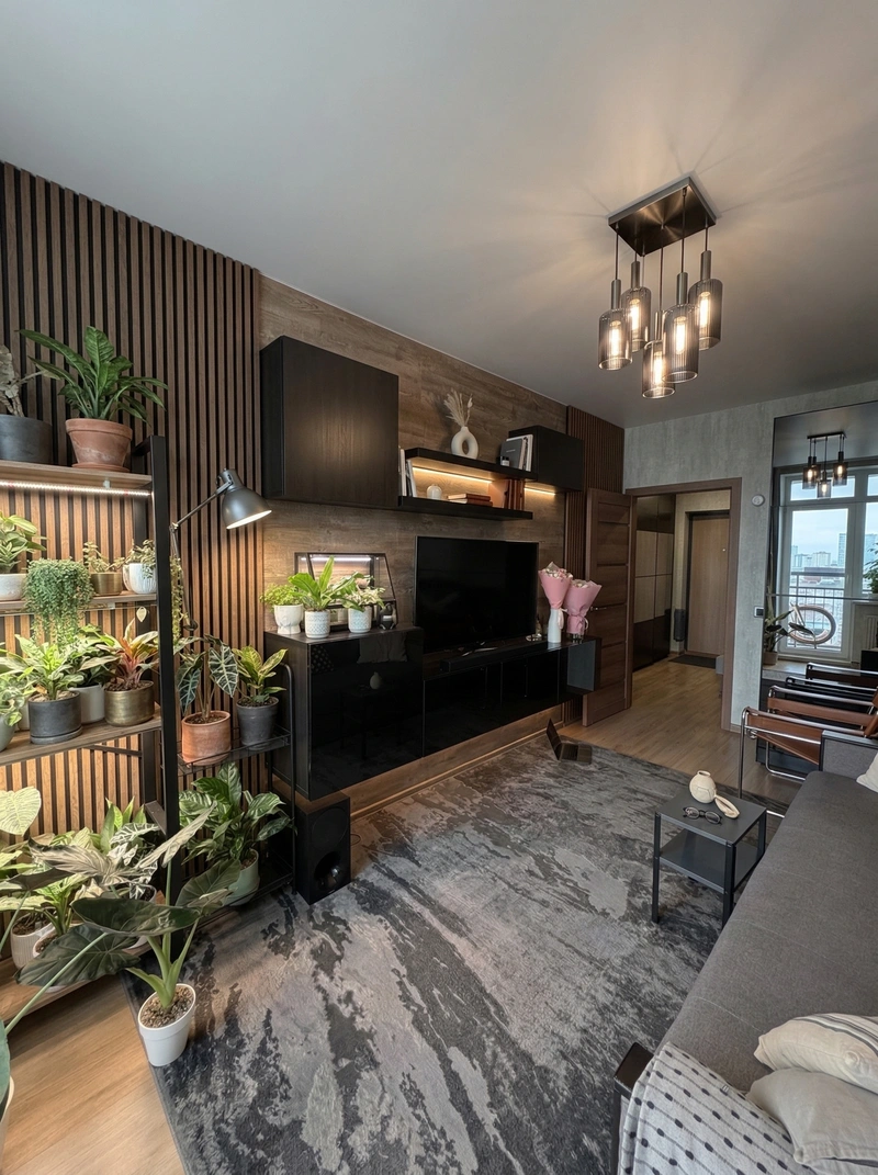 Дизайн гостиной в стиле Лофт — фото интерьера от нейросети RoomGPT