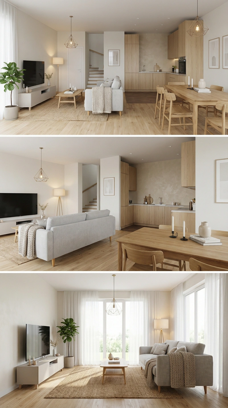 Дизайн интерьера в стиле Хюгге — Гостиная от нейросети RoomGPT