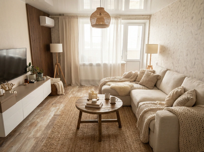 Дизайн интерьера в стиле Хюгге — Гостиная от нейросети RoomGPT