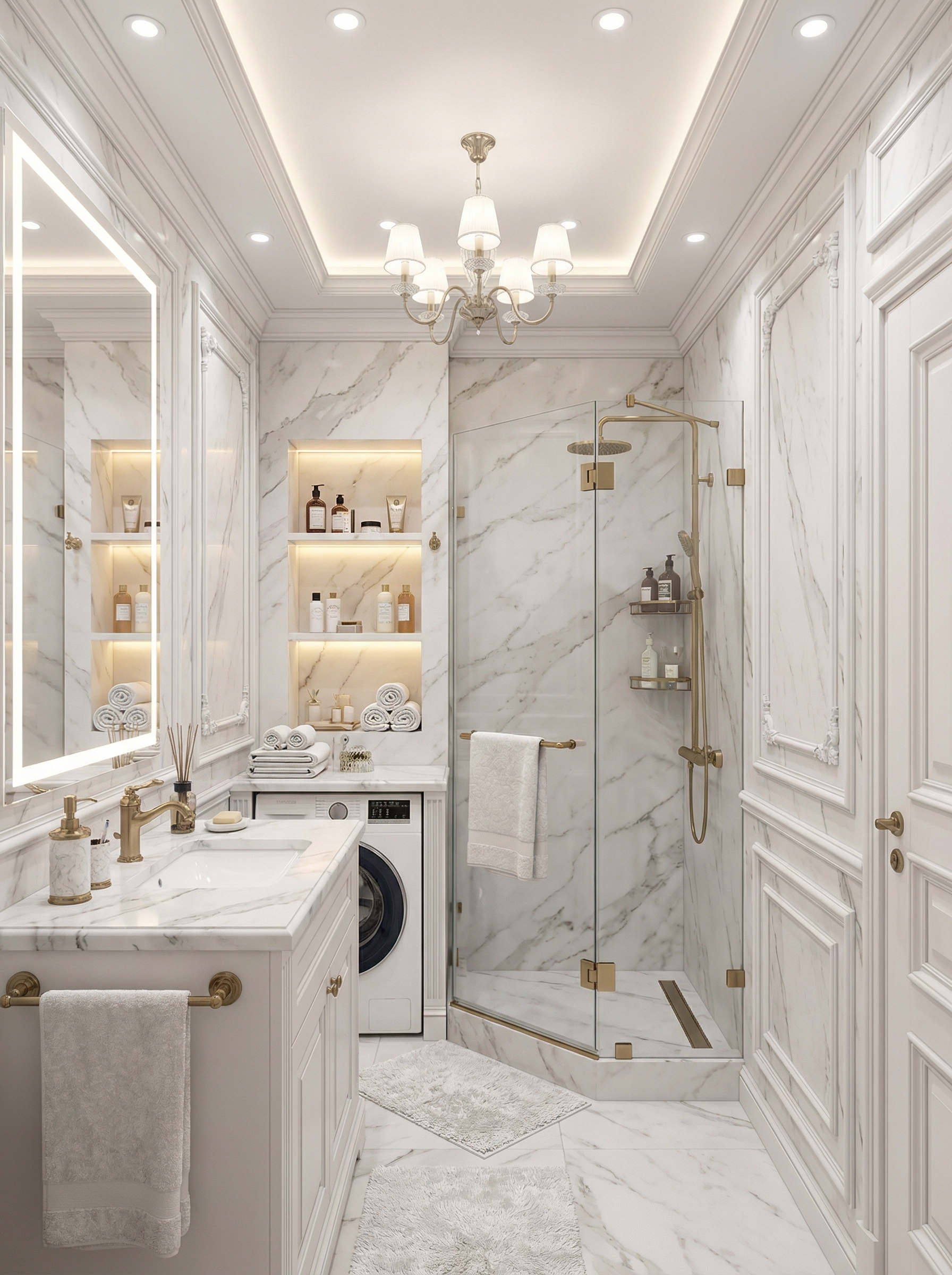Дизайн ванной в стиле Классика — фото интерьера от нейросети RoomGPT
