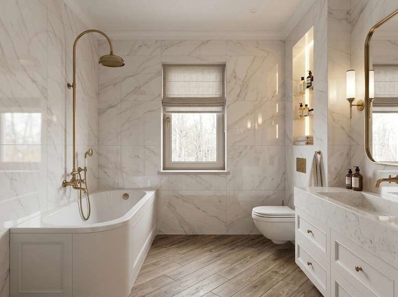 Дизайн ванной в стиле Классика — фото интерьера от нейросети RoomGPT