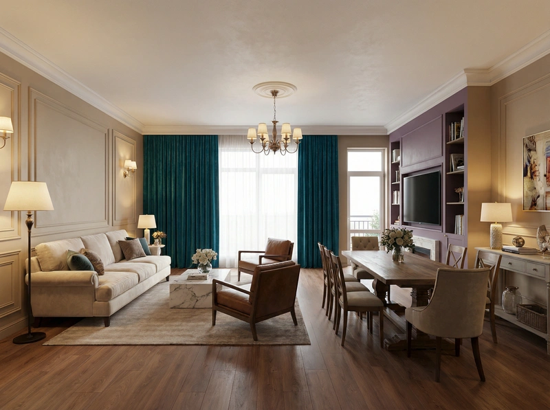 Дизайн интерьера в стиле Классика — Гостиная от нейросети RoomGPT