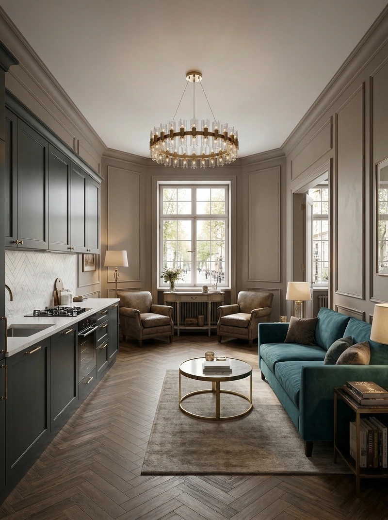 Дизайн интерьера в стиле Классика — Гостиная от нейросети RoomGPT