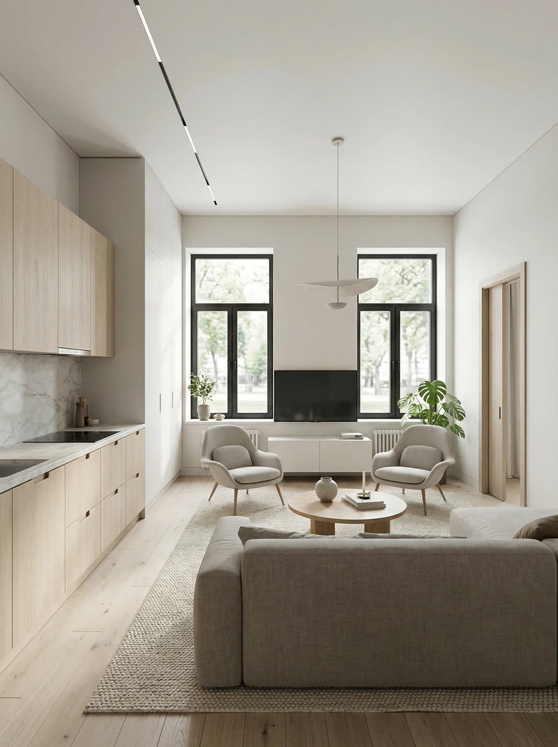 Дизайн интерьера в стиле Сканди — Гостиная от нейросети RoomGPT