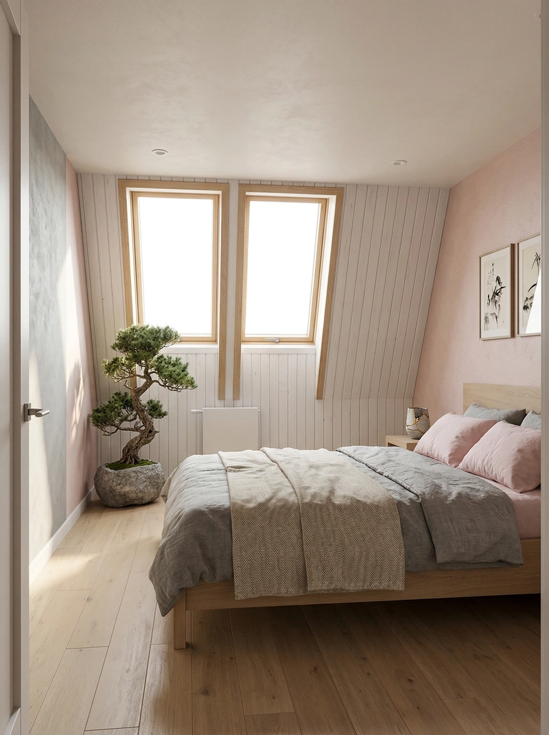 Дизайн спальни в стиле Japandi — фото интерьера от нейросети RoomGPT