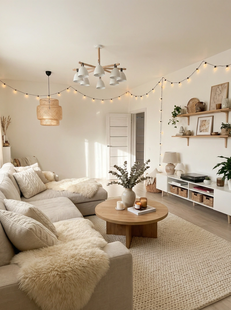 Дизайн интерьера в стиле Хюгге — Гостиная от нейросети RoomGPT