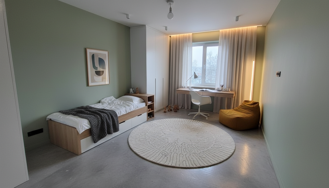 Дизайн детской в стиле Минимализм — фото интерьера от нейросети RoomGPT