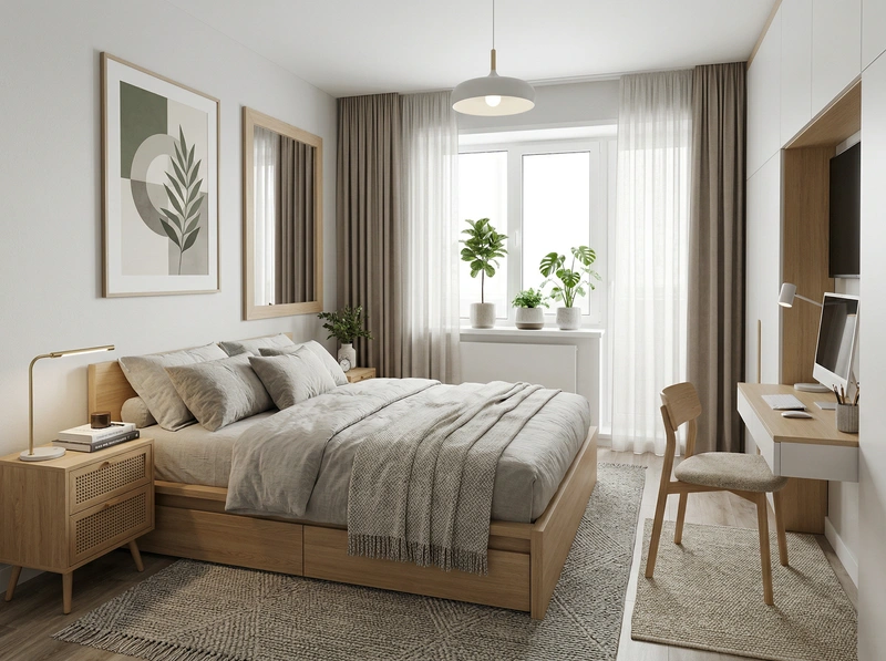 Дизайн интерьера в стиле Сканди — Спальня от нейросети RoomGPT