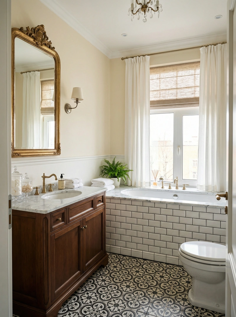 Дизайн интерьера в стиле Классика — Ванная от нейросети RoomGPT