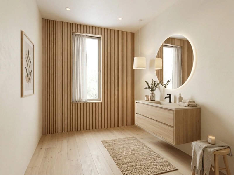 Дизайн ванной в стиле Хюгге — фото интерьера от нейросети RoomGPT