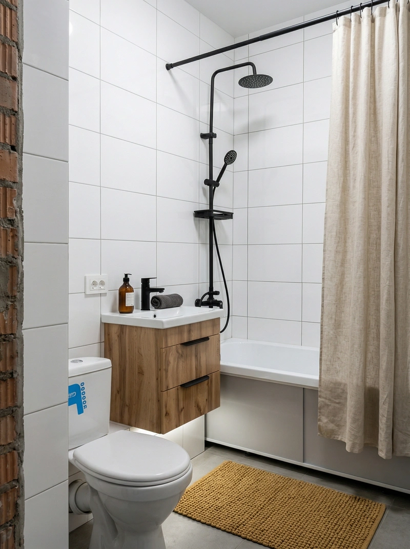 Дизайн ванной в стиле Минимализм — фото интерьера от нейросети RoomGPT