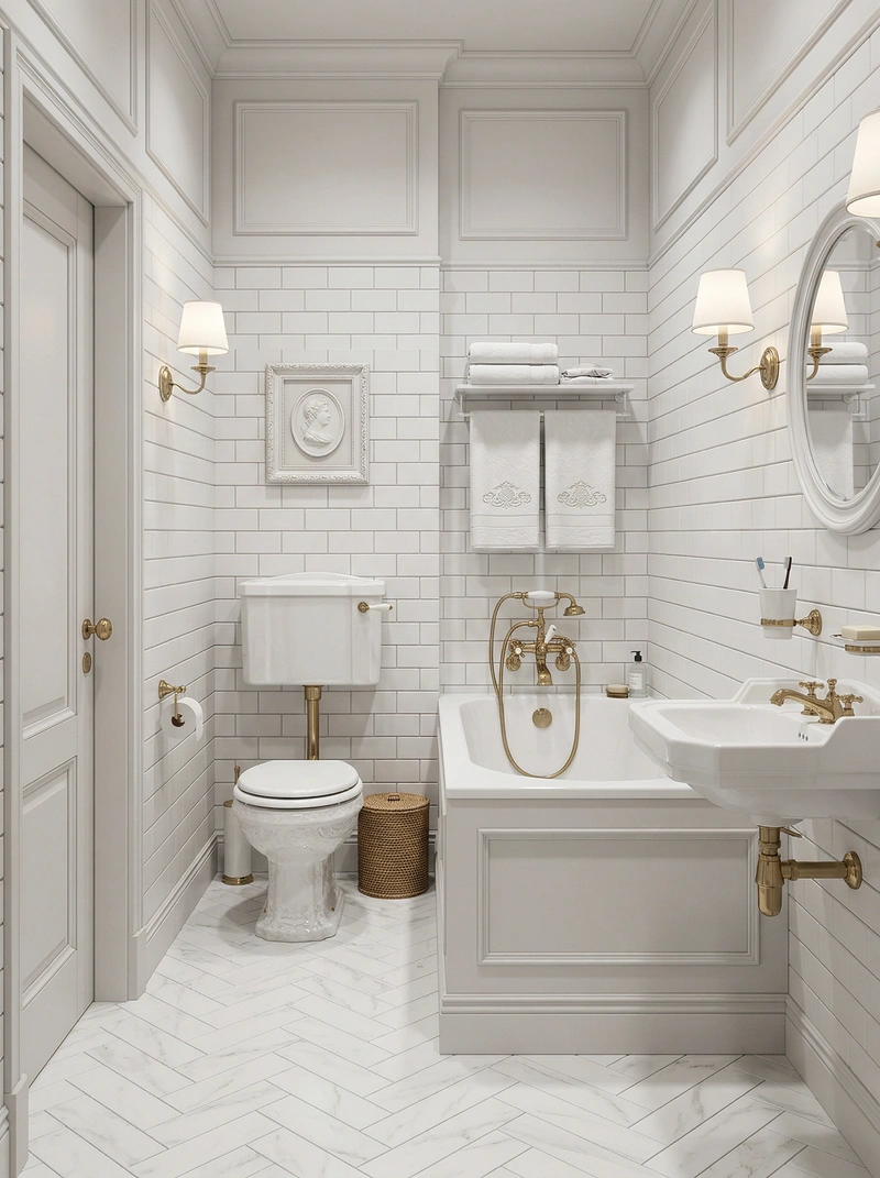 Дизайн интерьера в стиле Классика — Ванная от нейросети RoomGPT