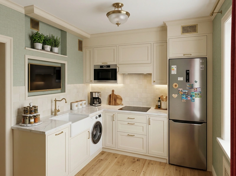 Дизайн кухни в стиле Классика — фото интерьера от нейросети RoomGPT