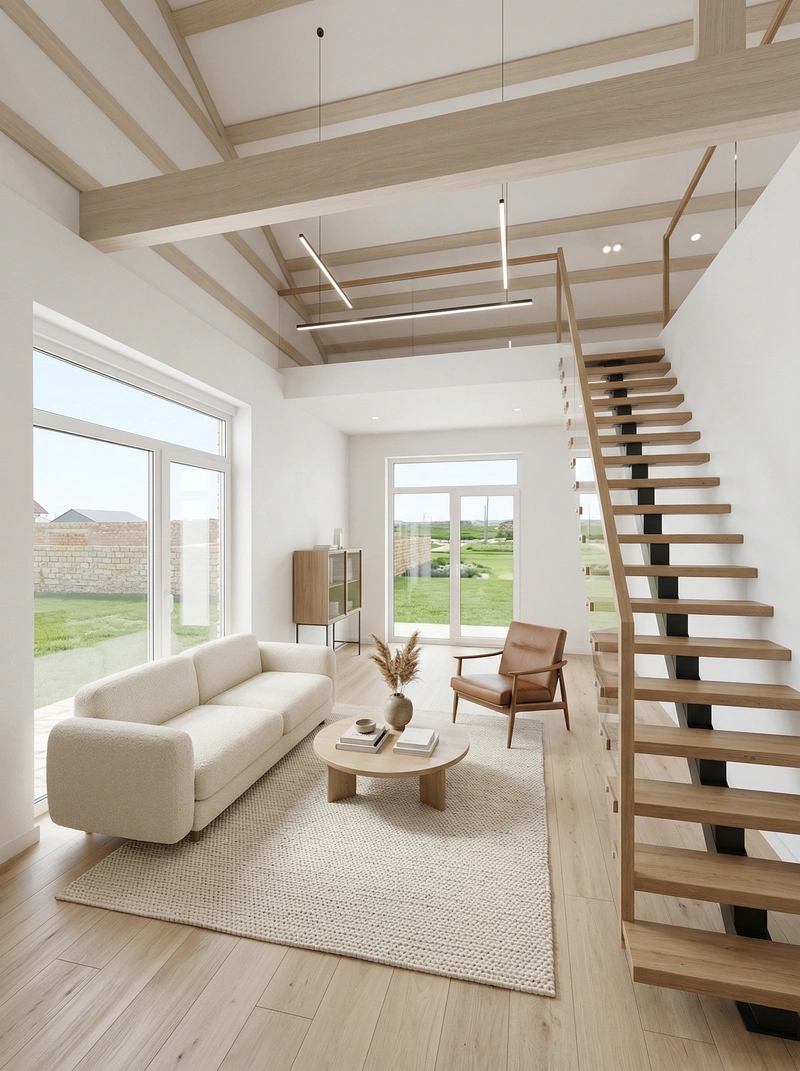 Дизайн гостиной в стиле Сканди — фото интерьера от нейросети RoomGPT