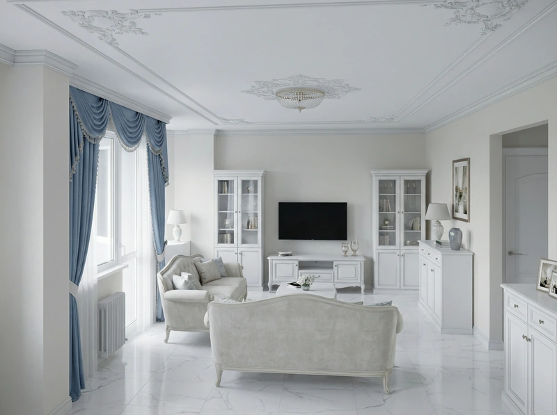 Дизайн интерьера в стиле Классика — Гостиная от нейросети RoomGPT