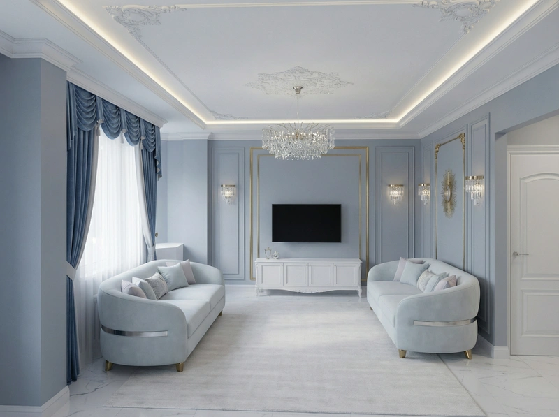Дизайн интерьера в стиле Неоклассика — Гостиная от нейросети RoomGPT