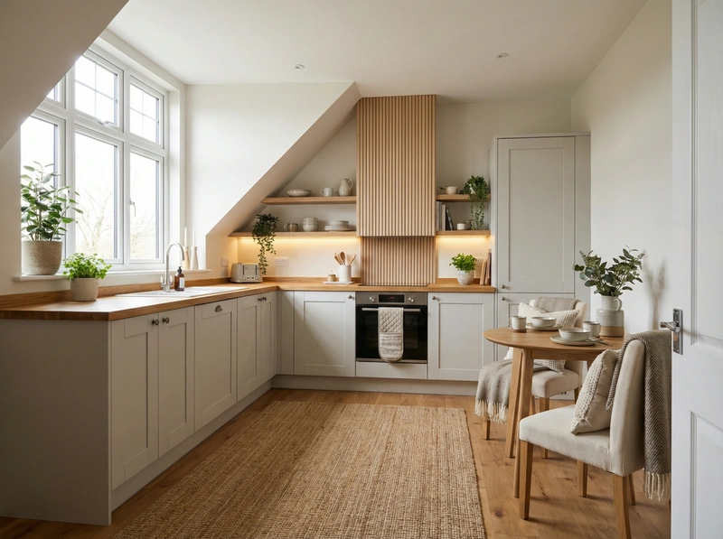 Дизайн интерьера в стиле Хюгге — Кухня от нейросети RoomGPT