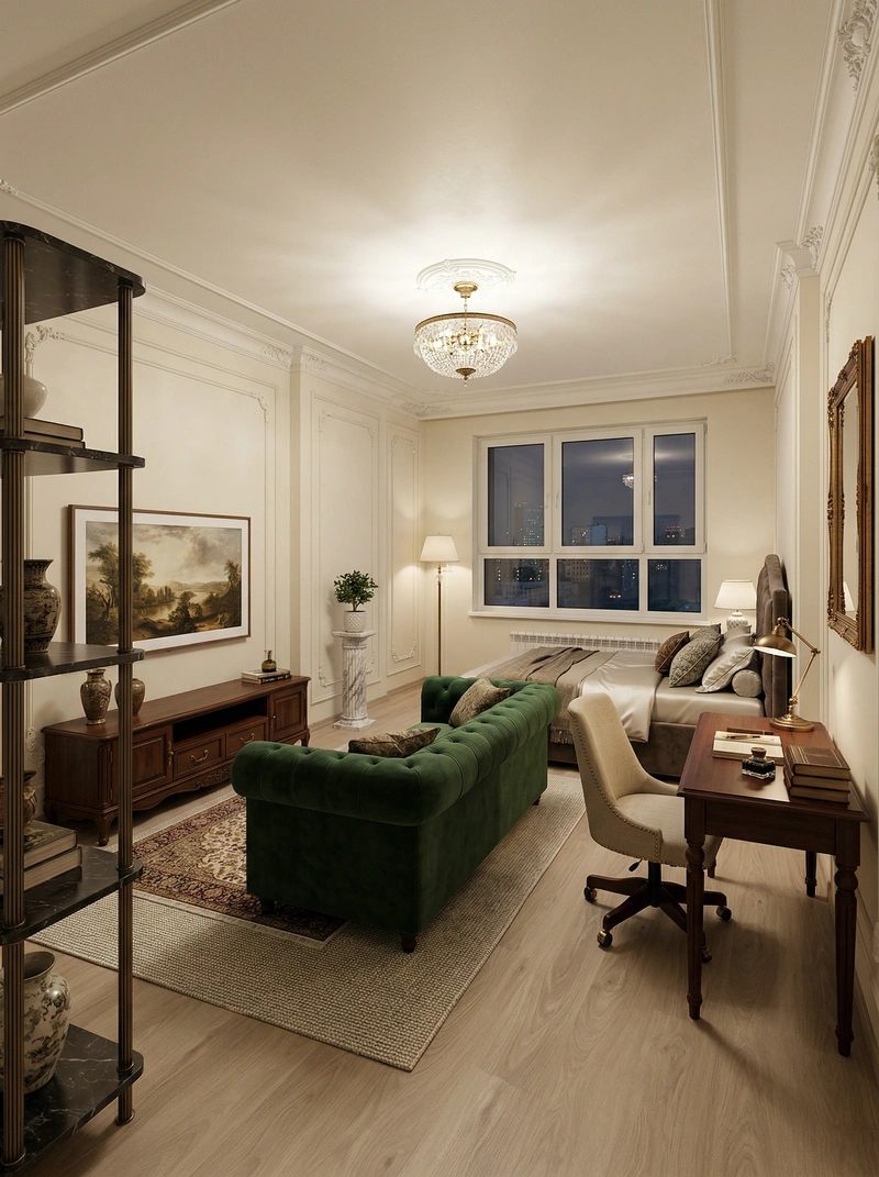 Дизайн интерьера в стиле Классика — Гостиная от нейросети RoomGPT