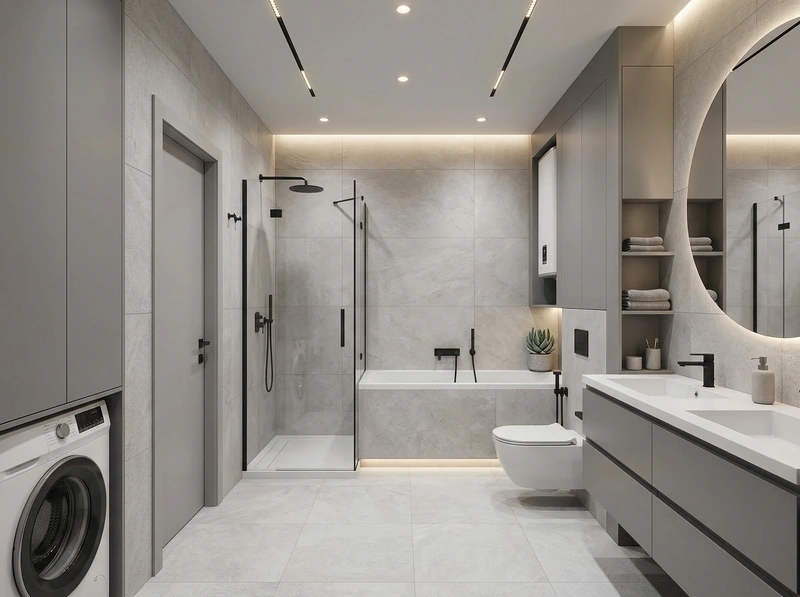 Дизайн интерьера в стиле Минимализм — Ванная от нейросети RoomGPT