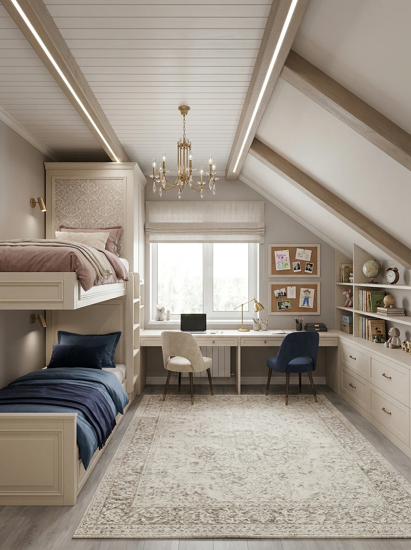 Дизайн детской в стиле Классика — фото интерьера от нейросети RoomGPT