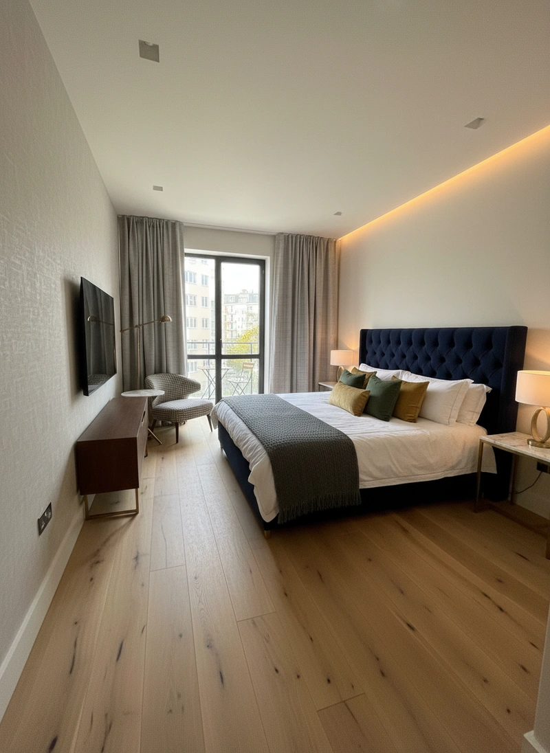 Дизайн спальни в стиле Британский — фото интерьера от нейросети RoomGPT