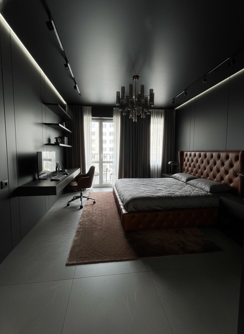 Дизайн интерьера в стиле Блэктэк — Спальня от нейросети RoomGPT