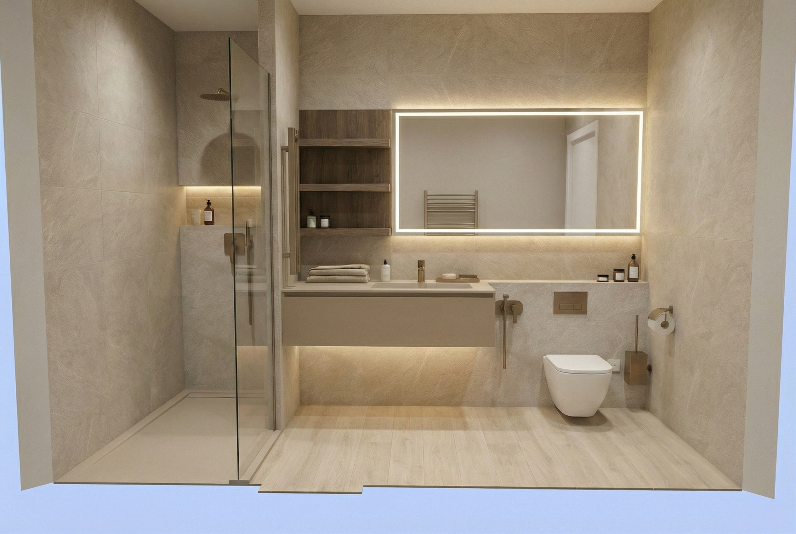 Дизайн ванной в стиле Минимализм — фото интерьера от нейросети RoomGPT