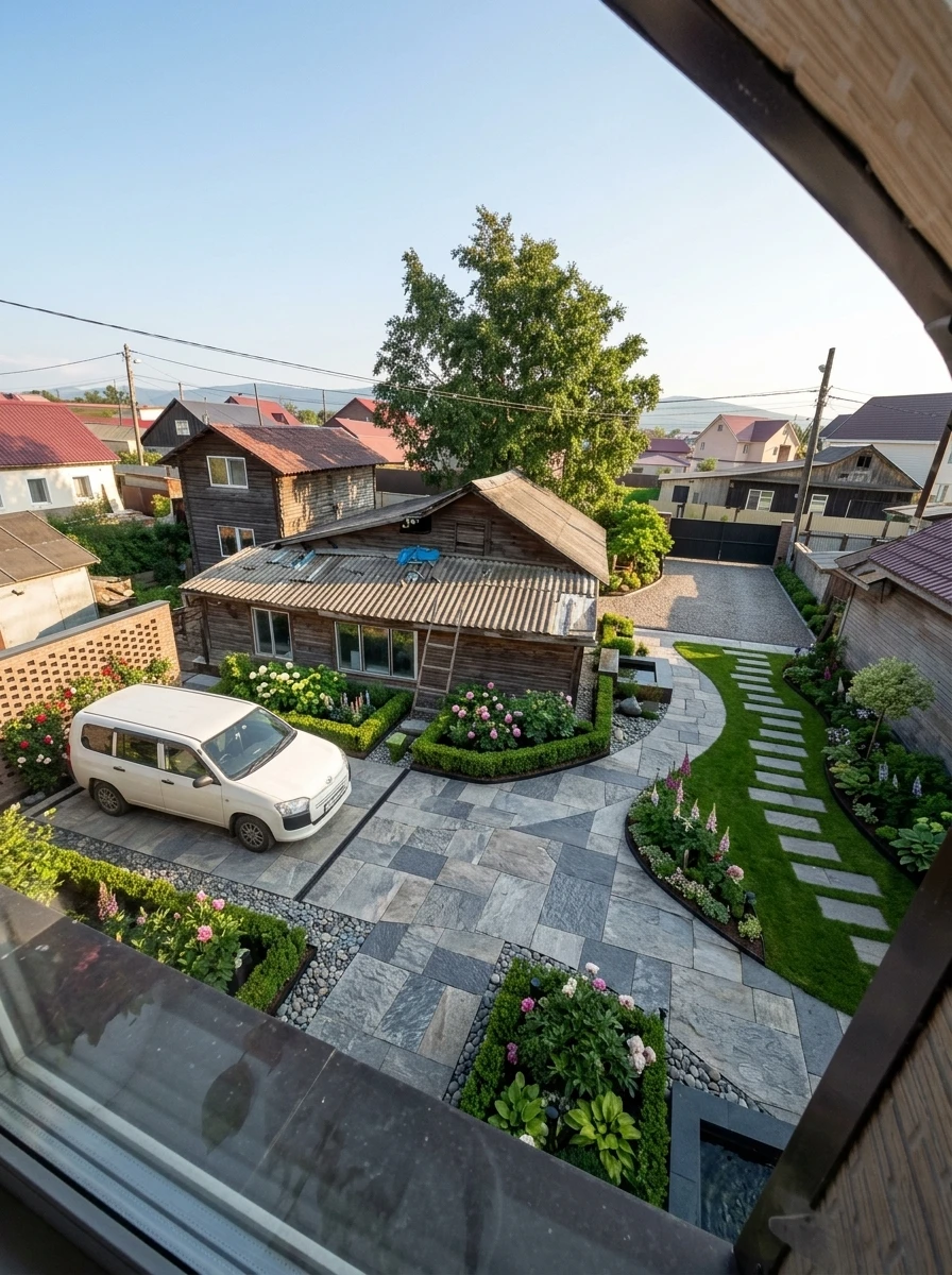 Дизайн участка в стиле Русская усадьба — фото участка от нейросети RoomGPT