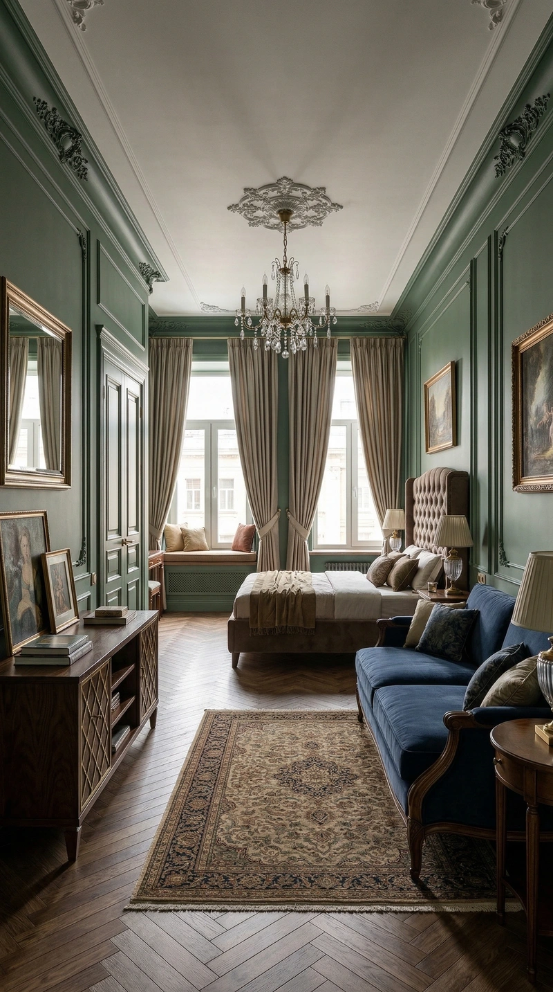 Дизайн спальни в стиле Классика — фото интерьера от нейросети RoomGPT