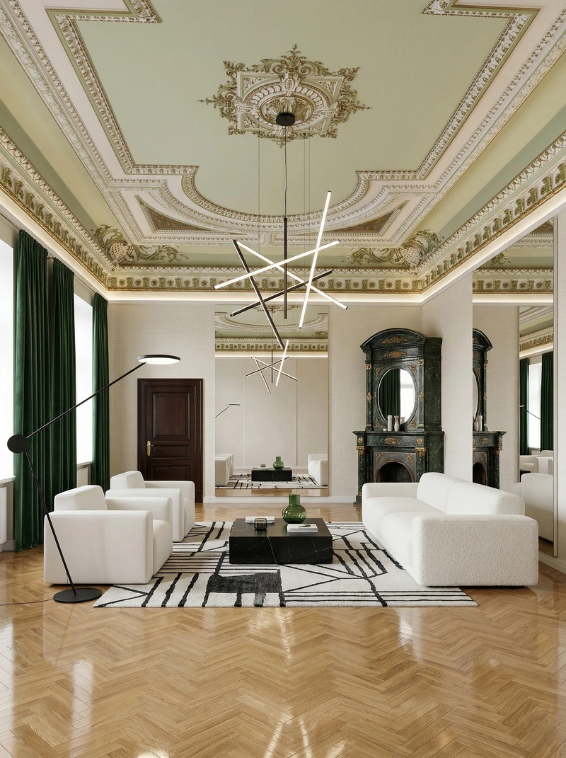 Дизайн гостиной в стиле Неоклассика — фото интерьера от нейросети RoomGPT