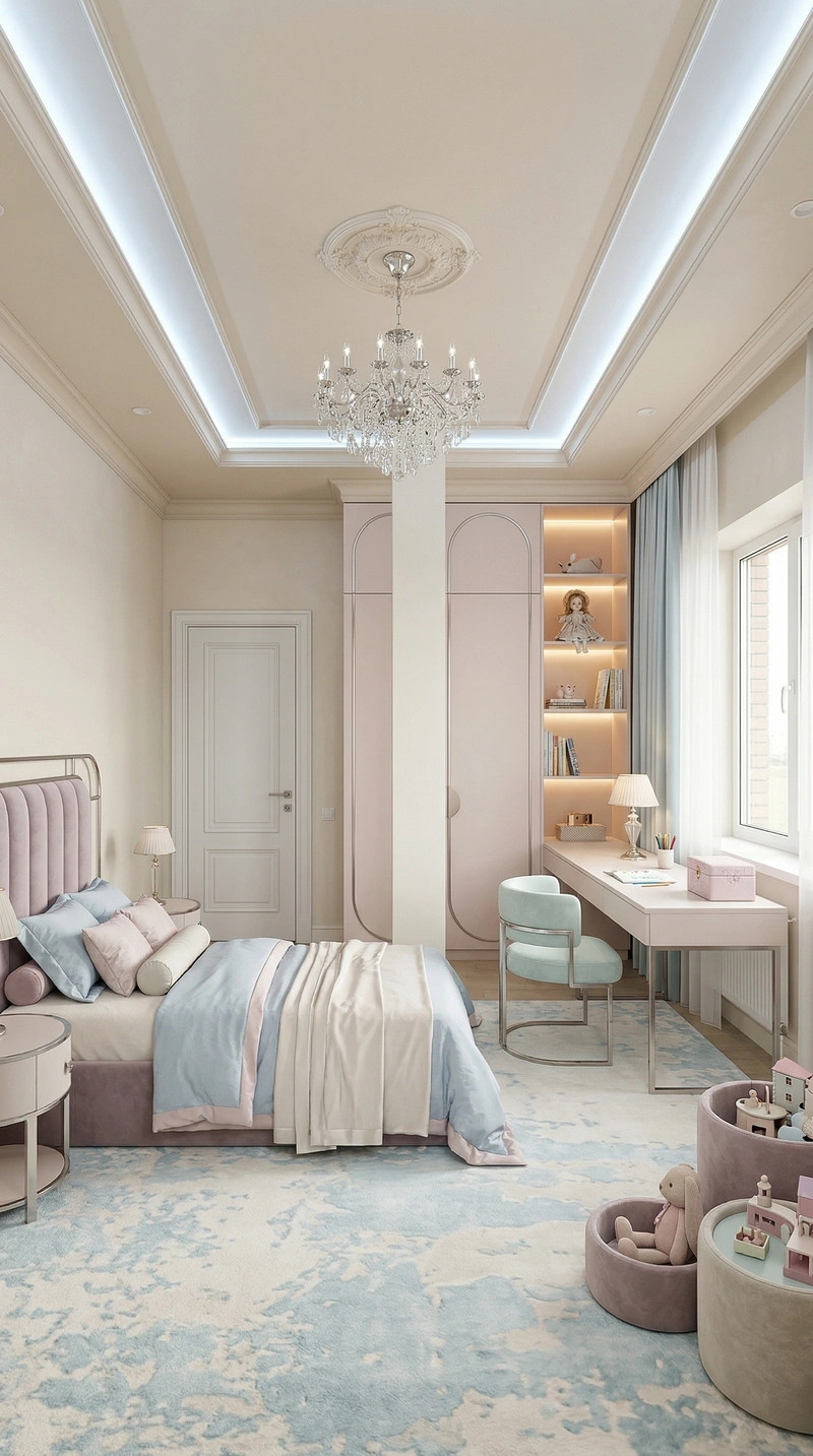 Дизайн детской в стиле Неоклассика — фото интерьера от нейросети RoomGPT