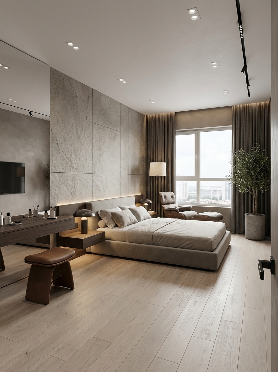 Дизайн спальни в стиле Минимализм — фото интерьера от нейросети RoomGPT