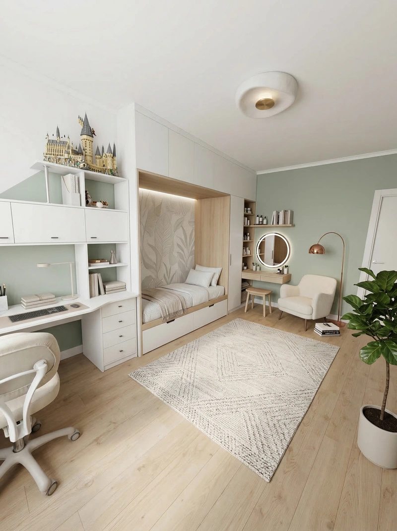 Дизайн детской в стиле Сканди — фото интерьера от нейросети RoomGPT