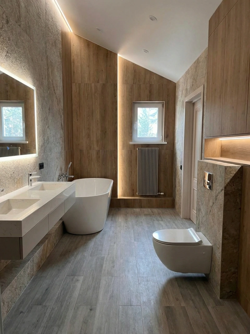 Дизайн интерьера в стиле Контемпорари — Ванная от нейросети RoomGPT