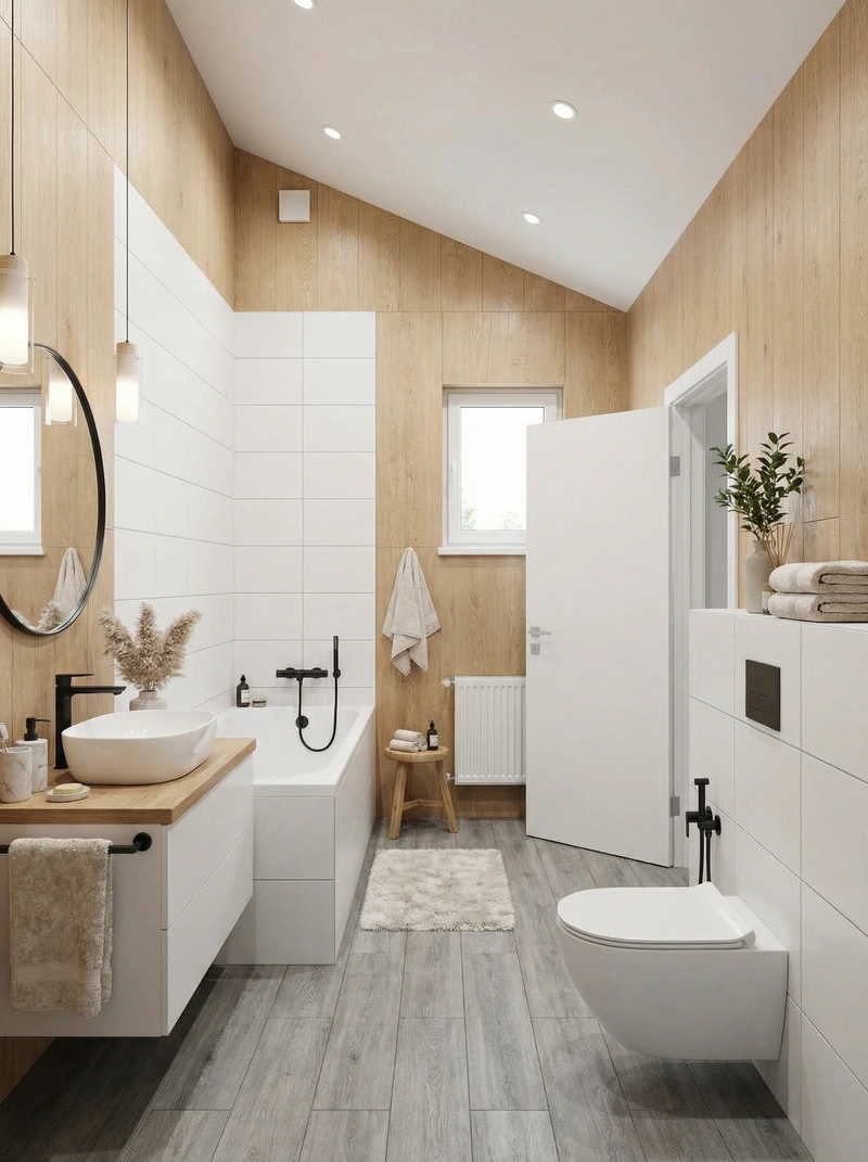 Дизайн интерьера в стиле Сканди — Ванная от нейросети RoomGPT