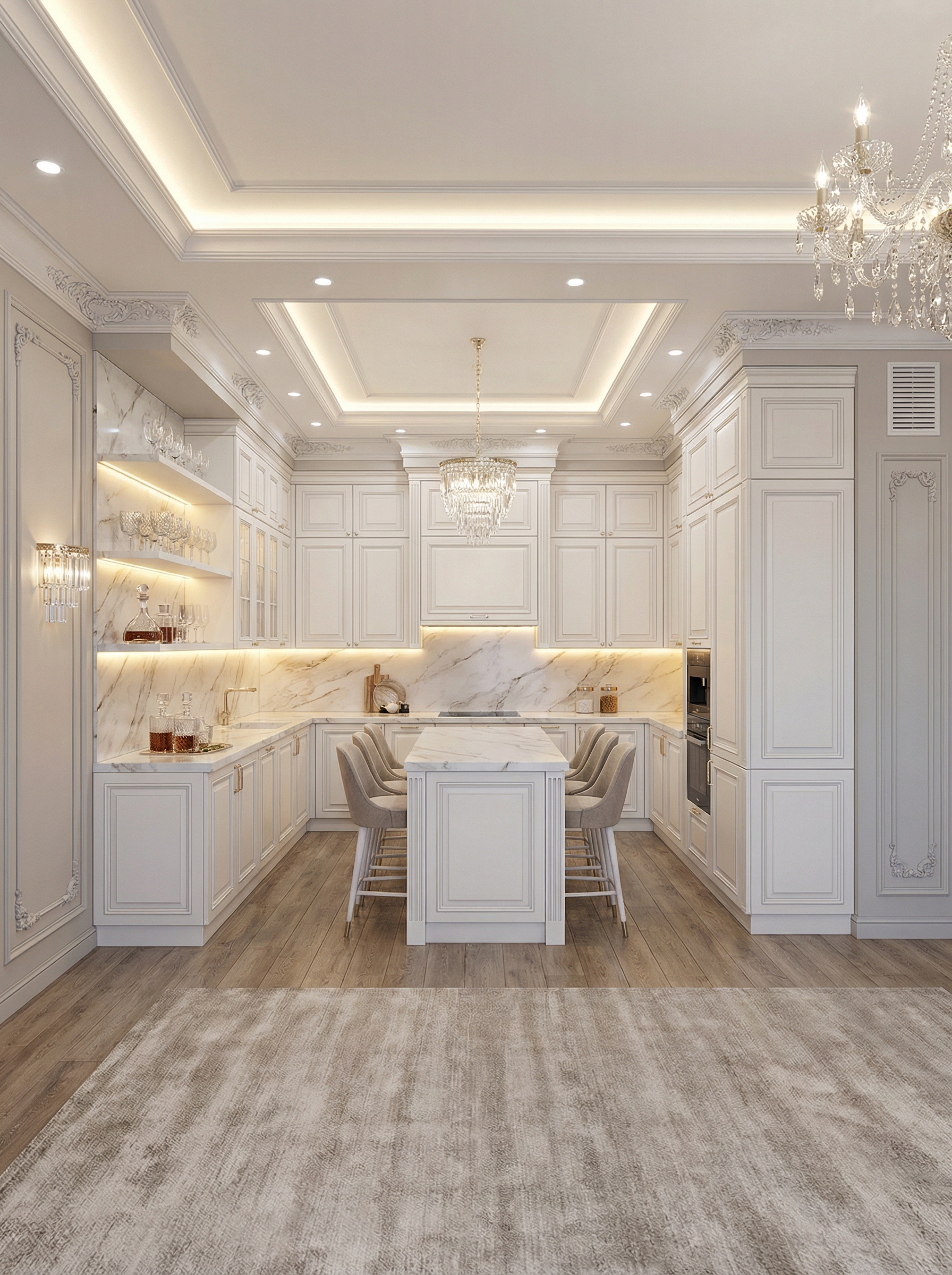 Дизайн кухни в стиле Классика — фото интерьера от нейросети RoomGPT