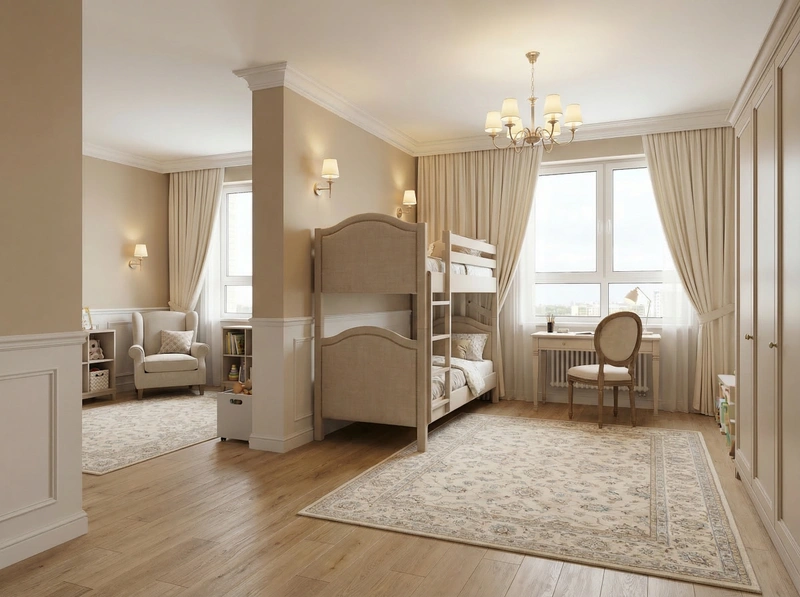Дизайн детской в стиле Классика — фото интерьера от нейросети RoomGPT
