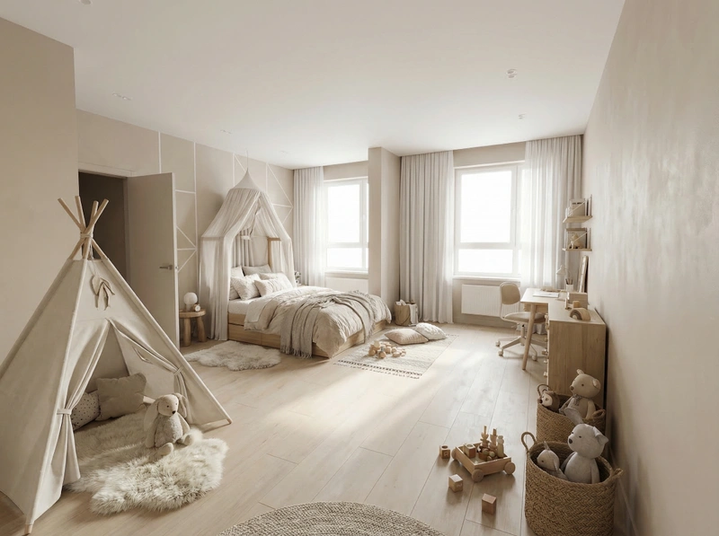 Дизайн детской в стиле Хюгге — фото интерьера от нейросети RoomGPT