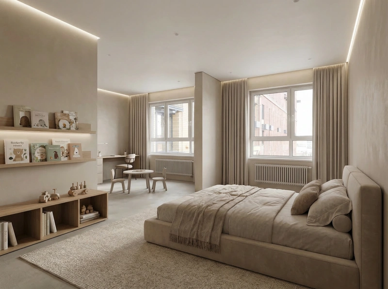 Дизайн детской в стиле Минимализм — фото интерьера от нейросети RoomGPT