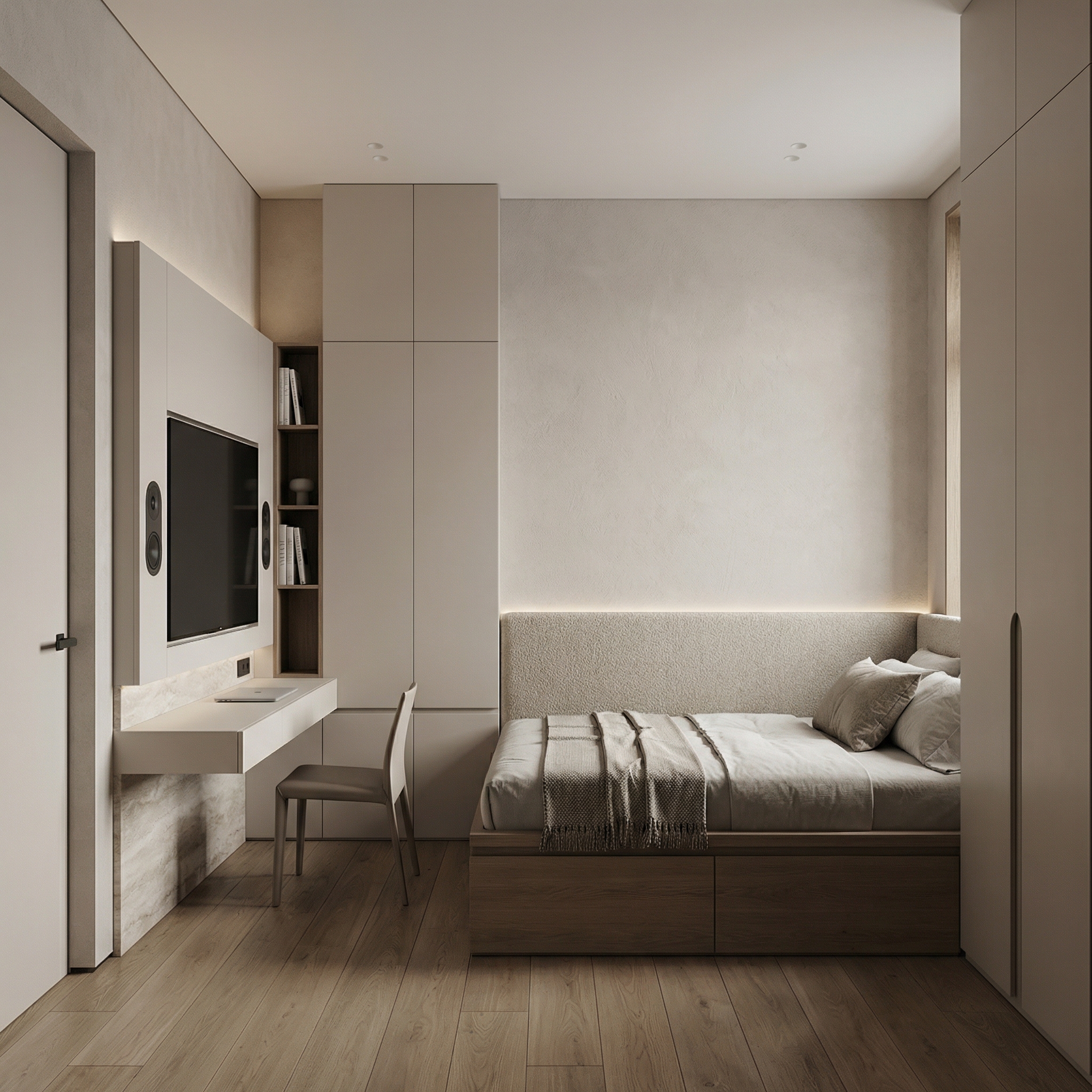 Дизайн спальни в стиле Минимализм — фото интерьера от нейросети RoomGPT
