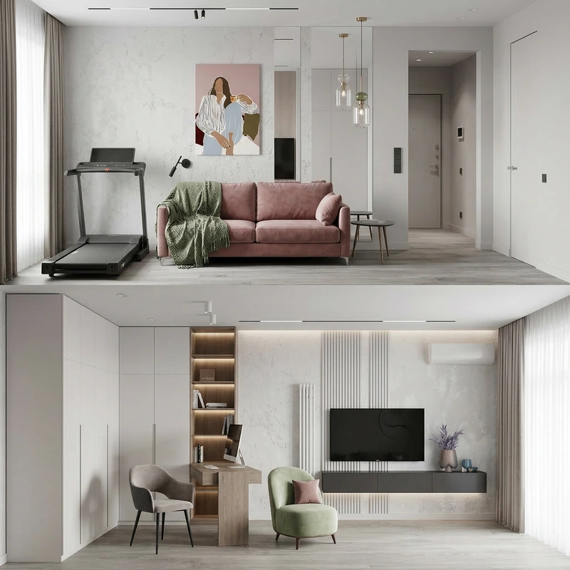 Дизайн интерьера в стиле Минимализм — Гостиная от нейросети RoomGPT