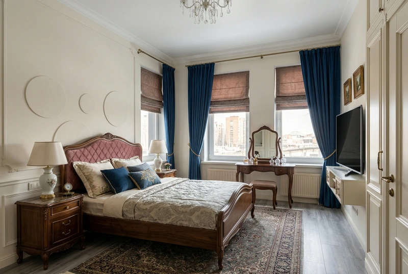 Дизайн спальни в стиле Классика — фото интерьера от нейросети RoomGPT